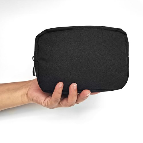 HSYAMY Small Makeup Bag For Purse, 2 Pack Travel Zippered Pouch, Portable Versatile Mini Organizer Toiletry Cosmetic Bag Nylon Electronics Accessories Storage Pouch For Women Men (Black)