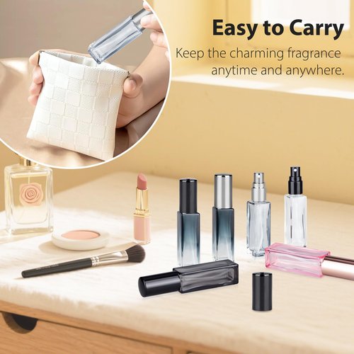 ZIZEMOJA Perfume Refill Bottle, Mini Leak-proof Portable Perfume Travel Refillable Dispenser, 3pcs 10ml Empty Atomizer Sprayer, Pocket Glass Bottle with Funnel and Pipette for Cologne (Light Gray)