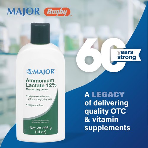 Major Ammonium Lactate 12% Moisturizing Lotion - Lactic Acid Lotion - Helps Moisturize and Soften Rough, Dry Skin - Daily Body Lotion - Fragrance-Free - 14 Oz (2 Pack)