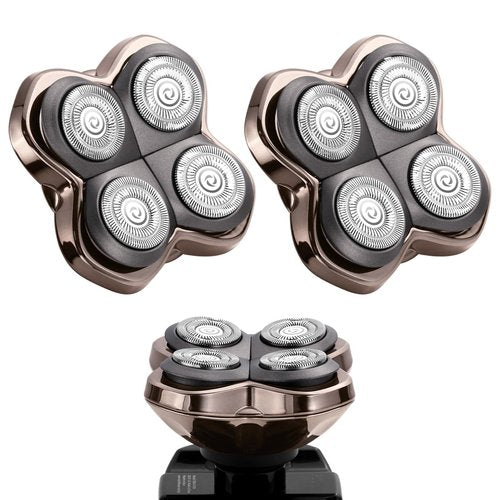 2 Pack PRO 4 Head Replacement Blades for Skull Pitbull, Palm & Butterfly Kiss Shavers - 4D Floating Rotary Heads for Close and Smooth Shaving - Japanese Stainless Steel Wet & Dry Shaving Blade Head