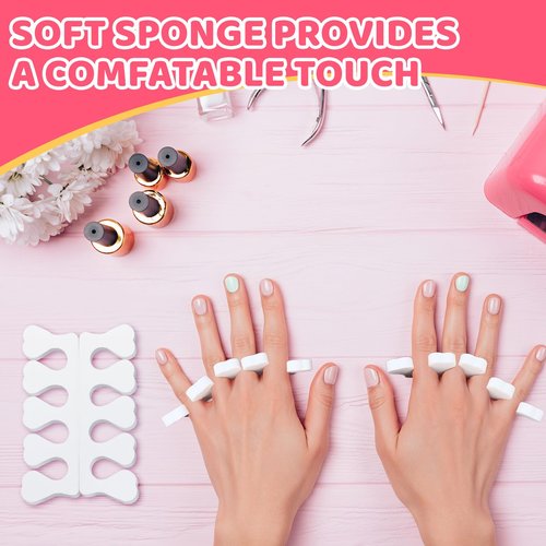 Potchen 300 Pcs Sponge Toe Separators for Nail Polish Bulk Finger Separators Toe Divider Spacer Pedicure Correct Foot Manicure Coating Gel Painting Soft Pedicure Supplies for Men Women, White