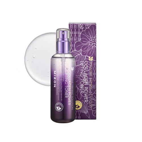 MIZON Collagen Power Lifting Toner Hydrolyzed Collagen with Adenosine Vitamin E Moisturizing Skin Booster for Dry Rough and Aging Skin (120ml 4.06 fl oz)