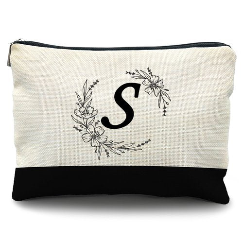 Likjad Bride Bridesmaid Cosmetic bag,personalized makeup bag,Initial Monogram Personalized makeup bag,bridesmaid gifts,personalized gifts,make up bag,monogrammed gifts for women（S）