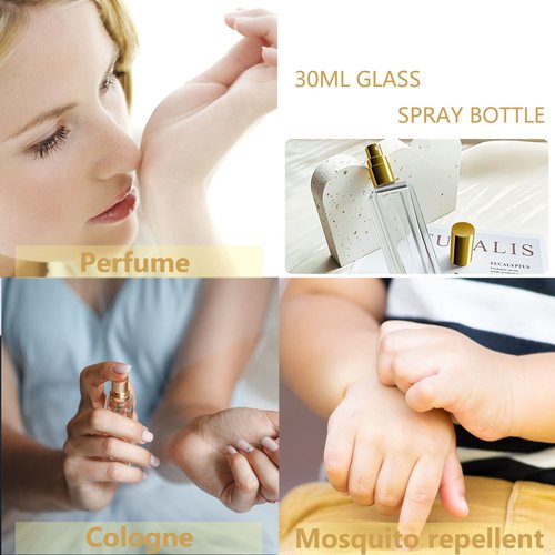 IRON BILL 30 ml Glass Spray Bottle, 1 oz Perfume Bottles Empty, Glass Atomizer, Small Travel Atomizer Bottle Refillable (6 PCS, Gold)