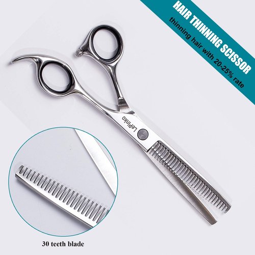 LePinko Hair Cutting Scissors Set, Professional Trimming and Thinning Shears Kit, 6.5 Inch Japanese Stainless Steel With PU Case and Carbon Anti-static Comb, Hairdressing For Home, Salon, Barber