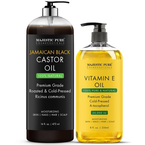 Majestic Pure Jamaican Black Castor Oil 16 fl oz and Vitamin E oil 8 fl oz
