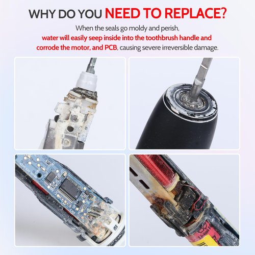 Upgraded Electric Toothbrush Metal Shaft Link Rod Compatible with Philips Sonicare Replacement Parts HX99 HX68 HX75 HX96 Connecting Rod with Waterproof Rubber Seal