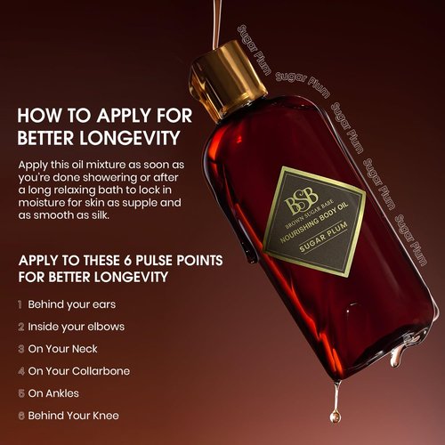 Brown Sugar Babe Sugar Plum Body Oil, Nourishing Scented Oil for Women with Maple and Raspberry Perfume Oils, Skin Care, Paraben Free, Perfume Body-Oil, Made in USA