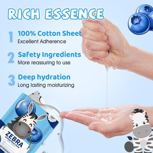 KONEUK 36 Pack Cute Animal Kids Face Mask, Sheet Collagen Moisturizing Face Mask for Girls Teens, Stocking Stuffers for Wome, Bulk Spa Party Gifts and Birthday Gifts