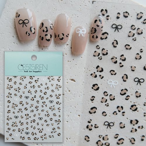 CESTSIREN Leopard Print Nail Art Stickers, Coquette Nail Decals,Self-Adhesive, Nail Accessories & Supplies, Durable & Long-Lasting