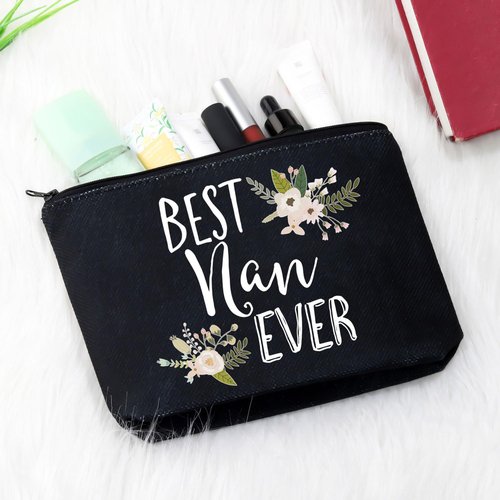 GJTIM Nan Gift for Grandma Makeup Bag Mother's Day Gifts Grandmother Birthday Gifts Best Nan Ever Cosmetic Bag Travel bag (Best Nan Ever Black)