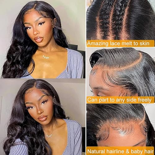 QTHAIR 16A 5x5 Body Wave HD Closure Human Hair Transparent Lace Closure 14inch Top Swiss Lace Closure Brazilian Virgin Hair Body Wave 150% Density Pre Plucked Natural Hairline Baby Hair