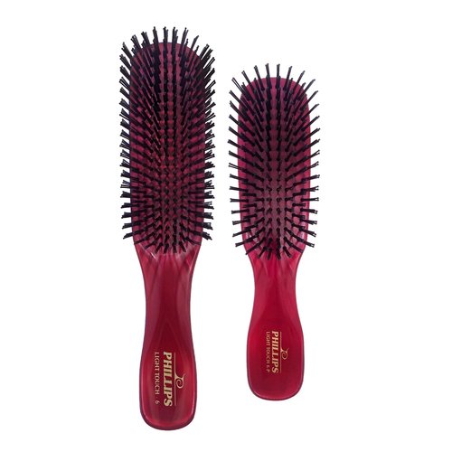 Phillips Brush Light Touch 6 Ruby Red Hair Brush and Purse-sized Combo Pack
