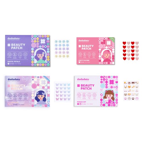 Dododots Butterfly, Cat, Flower and Heart Pimple Patches - Cute Acne Hydrocolloid Patch, Pimple Patches for Zit, Spot and Blemish Treatment, 80 Acne Patches, 4 Set for Quick Acne Relief