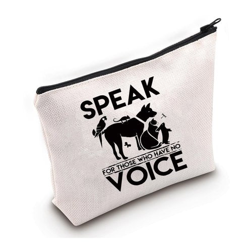 TSOTMO Vet Tech Gift I Speak for Those Who Have No Voice Gift Animal Rescue Gift Veterinarian Makeup Bag Gifts Veterinary Medicine Graduation Gift (No Voice)