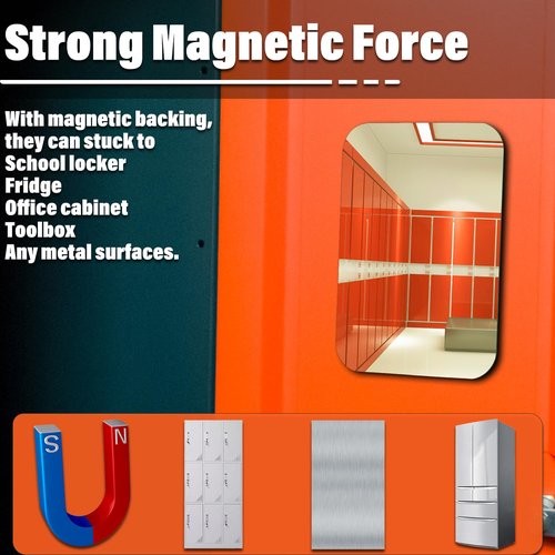 Tooackl Magnetic Locker Mirror 5.5''x7'' Small Real Glass Makeup Mirror with Magnetic Backing Cute Locker Decorations for Office Cabinet Lockers Accessories