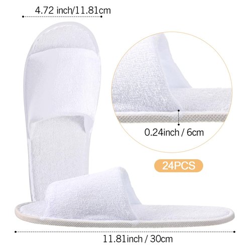 Geyoga 24 Pairs Spa Disposable Slippers Open Toe Non Slip Slippers for Women Men Guests Hotels Home Party Housewarming(White)