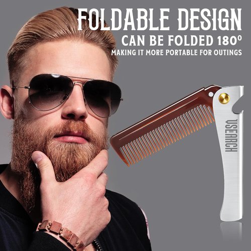 Heated Beard Straightener for Men - 5 Temperature Setting, Anti-scalding, Heated Beard Styling Comb, Beard Brush Grooming Kit, Amazing Gift for Father's Day, Anniversary & Birthday