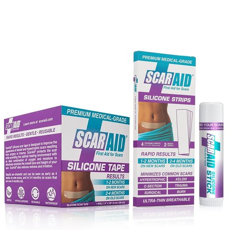 ScarAid Silicone Scar Gel Stick, Silicone Scar Gel Tape, & Silicone Scar Gel Strips
