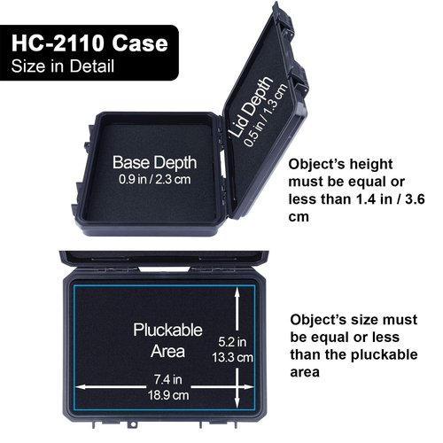Lykus HC-2110 Mini Hard Case Dry Box with Foam Insert, Interior Size 8.27x5.91x1.46 inch, IP66 Splash-Proof