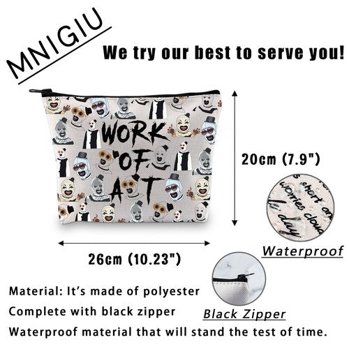 MNIGIU Horror Clown Inspired Cosmetic Bag Scary Clown Lover Gift Clown Themed Makeup Bag Horror Movie Fan Gift