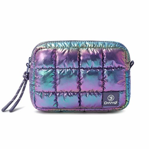 DOYOGI Quilted Cosmetic Bag, Puffer Makeup Bags, Crossbody Purses for women,Cute Travel Toiletry Bag for Women (Dazzling Purple)