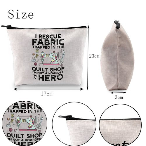 POFULL Quilting Gift I Rescue Fabric Trapped in the Quilt Shop Zipper Pouch Bag For Women Seamstresses Gift (I Rescue Fabric Trapped bag)