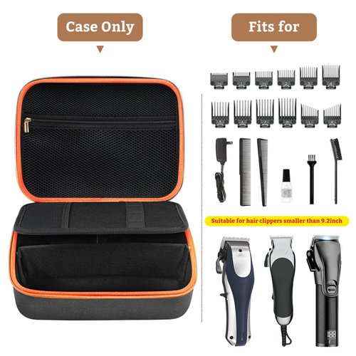 HUIMSWARM Barber Supplies Case for Most Hair Clippers, Scissors, Combs, Charging Cables, and Other Accessories - Hard Travel Case, Black