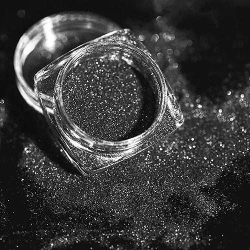 BPrettier Nail Chrome Pearl White & Black Chrome Nail Powders - 4 Jar Mermaid Glitter Art Mirror Effect Shimmery Aurora Powder for Women and Girls