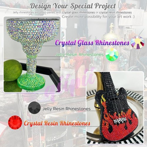 qiipii 12 Color Jelly Resin Rhinestones for Crafting 5mm Flatback Stones Gems Bright Rainbow Colorful AB SS20 Non Hotfix Diamonds Charms for Nails Face Eyes Makeup DIY Crafts Tumblers Bedazzling Mugs