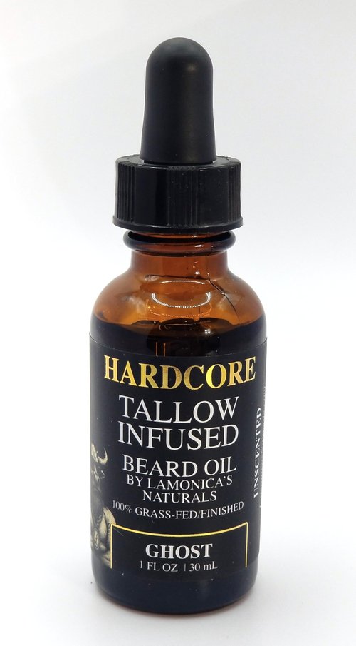 LAMONICA'S NATURALS Tallow-Infused Hardcore Beard Oil for Men – Unscented, 100% Grass-Fed finished tallow & Organic Oils – Softens, Hydrates & Conditions Beard – Grooming Oil for Men Veteran-Owned