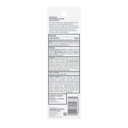 Neutrogena Revitalizing Tinted Lip Balm Broad Spectrum SPF 20 Sunscreen, Moisturizing Lip Balm with a Sheer Tint for Softer, Smoother, Healthier-Looking Lips, Sheer Petal Glow 40, .15 oz