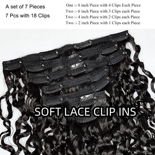 Burmese Curly Clip in Hair Extensions Human Hair 3C4A Lace Clip in Human Hair Extensions 7pcs 120g/set Spirally Curly Classic Clips Ins Real Human Hair Extension Full Head For Black Women 12 Inch