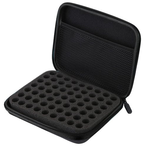 Jerliflyer Essential Oil Storage Bag,1-3ml 63 Slots Portable Aromatherapy Essential Oil Storage Bag Case Collision Proof No Leakage 16mm Aperture Essential Oil Organizer for Travel Outdoor (black)