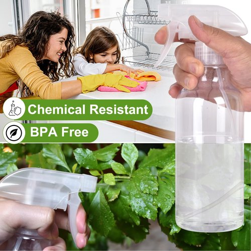 CZXNBI Plastic Spray Bottles - 10.5OZ/300ML Empty Spray Bottles for Cleaning Solutions,Pet, Essential Oils, Hair, Cooking - Mist/Stream Water Bottle