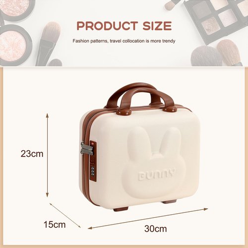HAHONIA Hard Shell Makeup Case Organizer for Women Girl, Vanity Cases with Trinity Combination Locks and Handle,14-inch Portable Waterproof ABS Makeup Travel Case