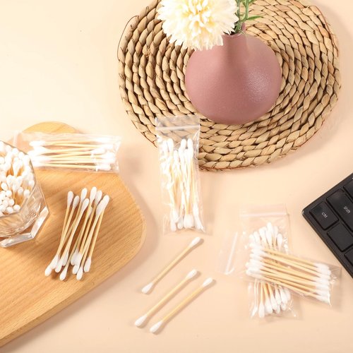 Demissle 240 Pack Cotton Swabs Travel Size, 10 Pcs Per Pack Individually Wrapped Cotton Swab Double Tipped Wooden Sticks for Ear Make up Hotel Toiletries Essentials Supplies