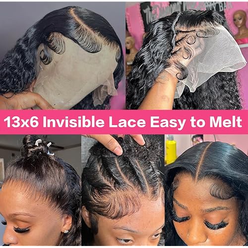 30 Inch Deep Wave Lace Frontal Wigs Human Hair 13x6 Transparent Human Hair Lace Front Wigs 200 Density for Women