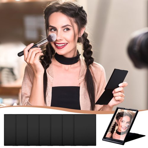 Queekay 32 Pcs Pocket Mirror Bulk Folding Compact Mini Mirror for Women Makeup Travel Cosmetic, 2 x 3 x 0.2 Inch(Black)