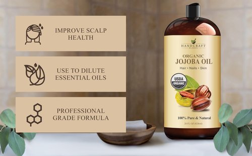 Handcraft Blends USDA Organic Jojoba Oil | Cold-Pressed | 28 Fl Oz | 100% Pure & Natural | for Hair, Skin & Face | Premium Grade Carrier Oil | for Massage & Aromatherapy | Hexane-Free