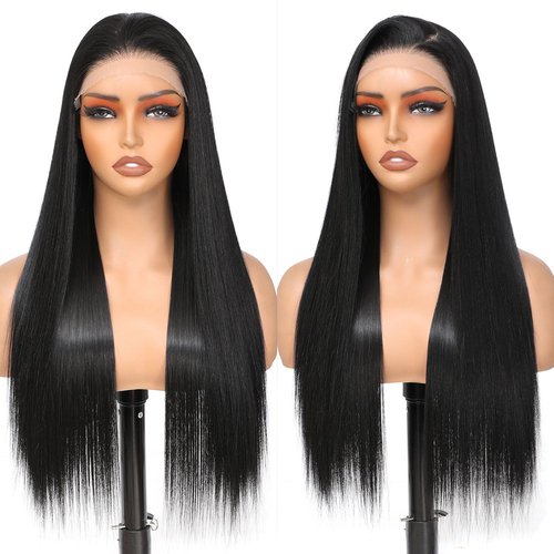 TAGUO Synthetic Lace Front Wig 7x5 Glueless Wig HD Lace Front Wig for Women Pre-Plucked Ready to Wear Wigs Beginner Friendly Natural Black 26inch