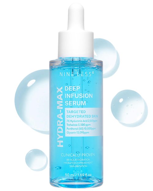 NINELESS HYDRA-MAX Deep Infusion Serum –48hr Korean Hydrating Face Serum with Hyaluronic Acid, Panthenol - 5 Ceramides -Deep Moisture, Fast Absorbing, All Skin Types, 1.69 fl.oz.