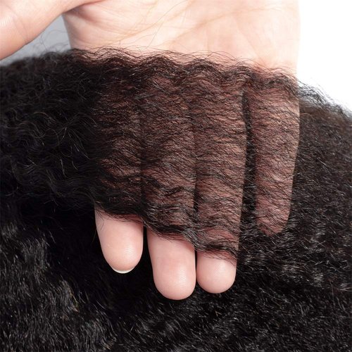 𝗜𝗻𝘀𝗤𝘂𝗲𝗲𝗻 Kinky Straight Human Hair Bundles 100% Unprocessed Brazilian Remy Soft Yaki 4 Bundles Human Hair (Natural Black 10 10 10 10 Inch)