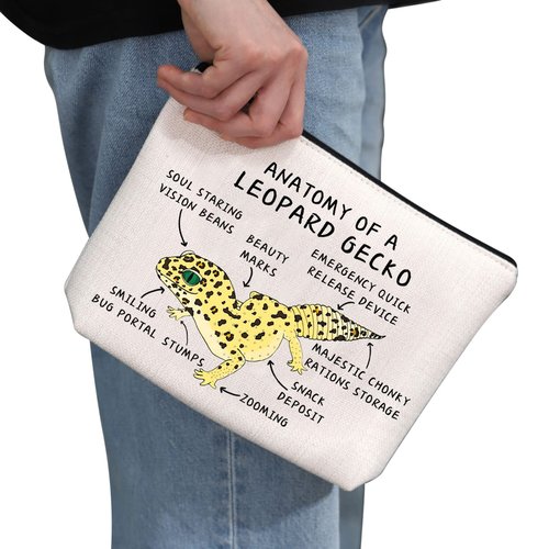 G2TUP Leopard Gecko Lover Gift Anatomy Of A Leopard Gecko Makeup Bag L-eopard G-ecko Mom Cosmetics Bag Pet Lizard Reptile Lover Gifts