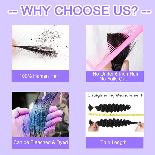 Human Braiding Hair for Boho Braids Human Hair 3 Bundles/Pack 110g 14 Inch Deep Wave Bulk Human Hair for Braiding Curly Knotless 12A Brazilian Virgin Ombre Balayage