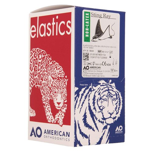American Orthodontics Elastics Non-Latex Sea Life Sting Ray | Heavy, 6.5 Oz, 3/16" Size, 30 Packs Per Box, 3,000 Total | Made in The USA | Consistent Force, Hypo-allergenic Non-Latex Material