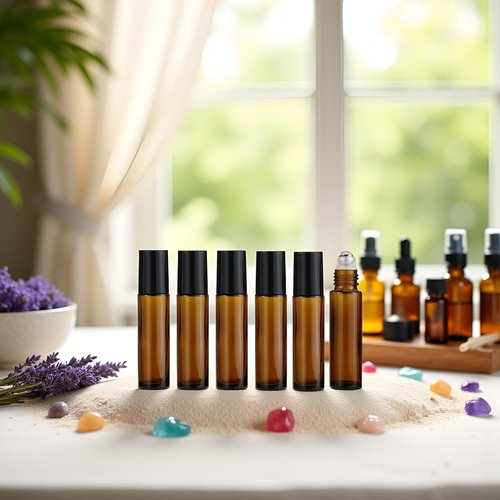WsjiaboFux 10ml Roller Bottles for Essential Oils, 6Pcs Glass Roll on Bottles, Refillable Perfume Bottle, with Stainless Steel Roller Balls
