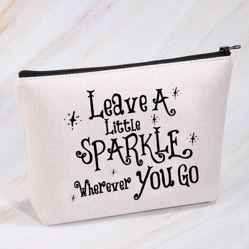 MBMSO Leave a Little Sparkle wherever You Go Makeup Bag Sparkle Cosmetic Bag Travel Makeup Bag Inspirational Gifts for Women (Sparkle Bag)