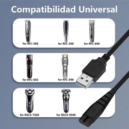 hafiuege USB Charger Cord Compatible with Hatteker Electric Shaver RSCX-7568 RSCX-9598 Hatteker Cordless Hair Trimmer RFC-692 RFC-696 RFC-690 RFC-588 RFC-598 RFC-696B Replacement Power Cord Adapter