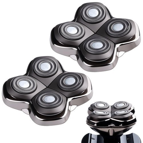 2Pack Pro 4 Shaver Replacement Heads Compatible with Skull Pitbulls Gold PRO, Silver PRO, Platinum PRO Head Shavers, Electric Shaver Half Head for Men/Women (2 PACK FOUTE)